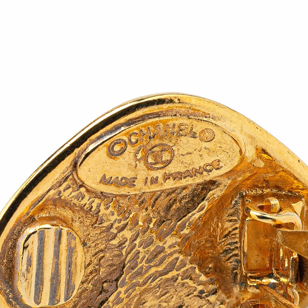 Chanel Gold Plated Matelasse Diamond Clip On Earrings - 3