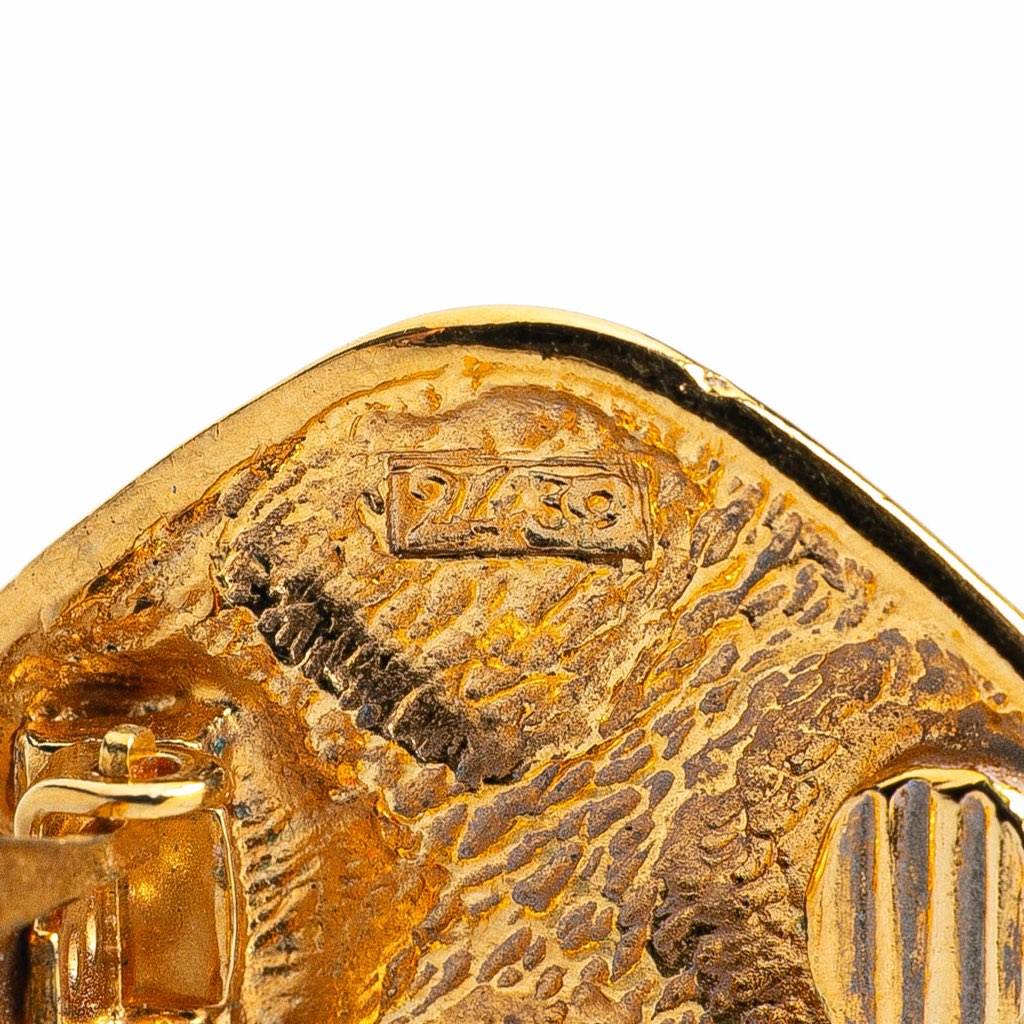 Chanel Gold Plated Matelasse Diamond Clip On Earrings - 4