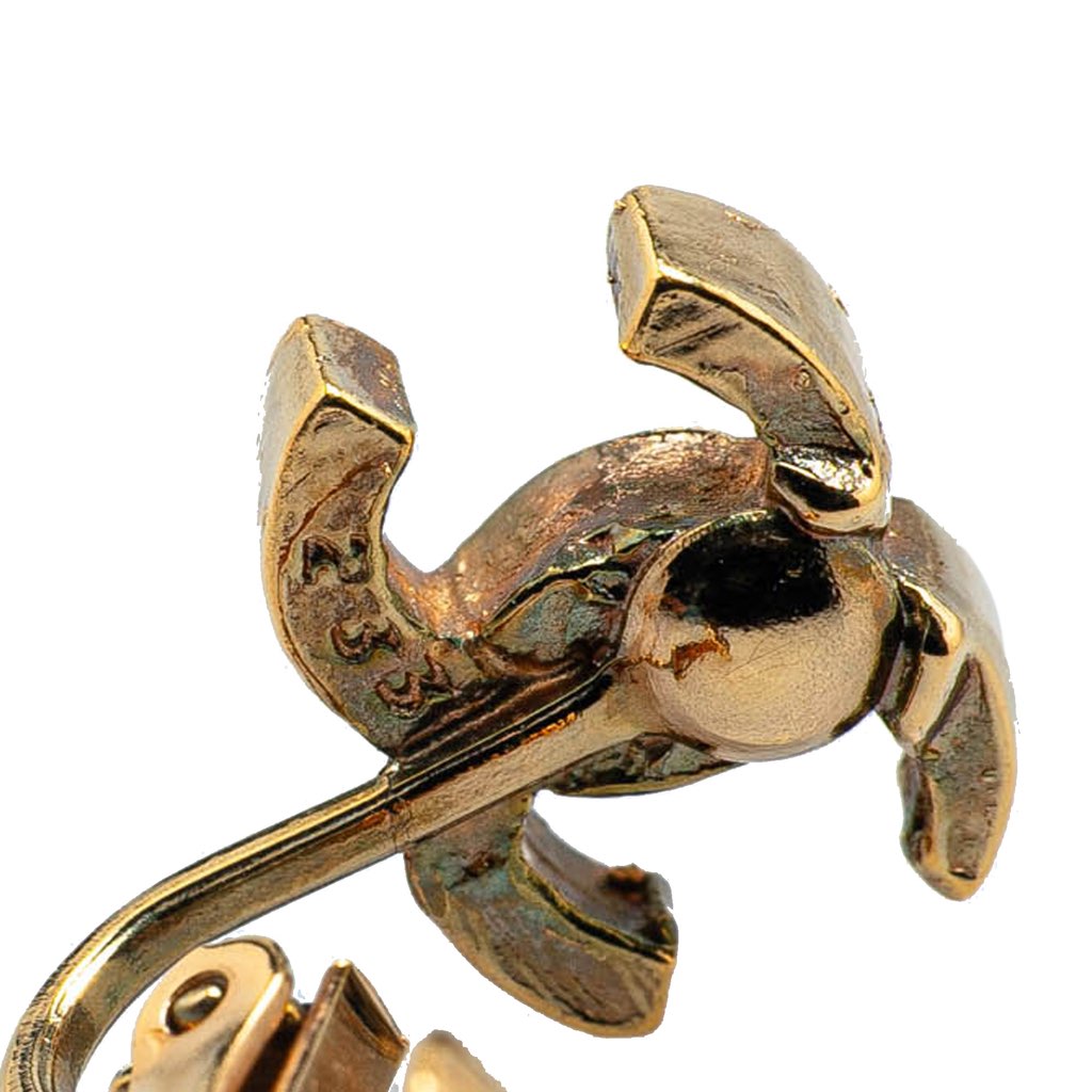 Chanel Gold Plated CC Clip On Earrings - 3