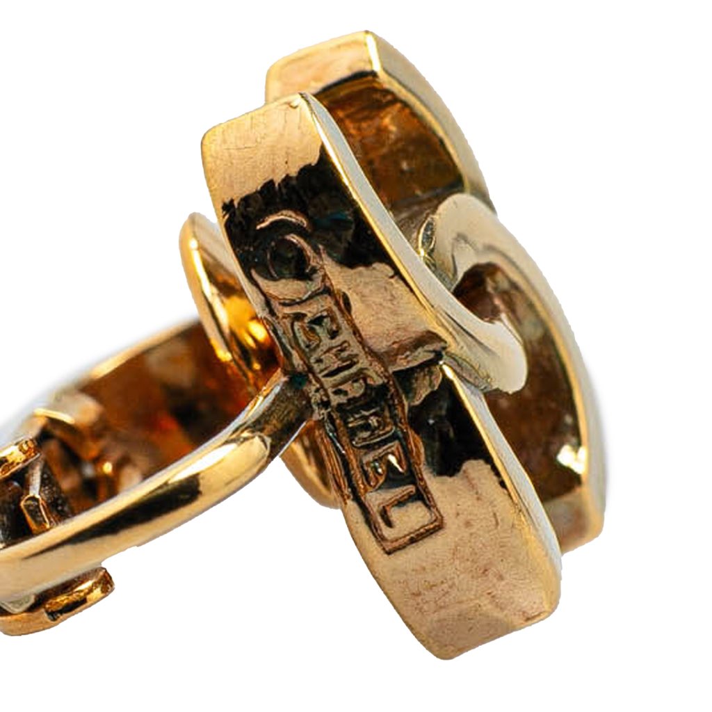 Chanel Gold Plated CC Clip On Earrings - 4