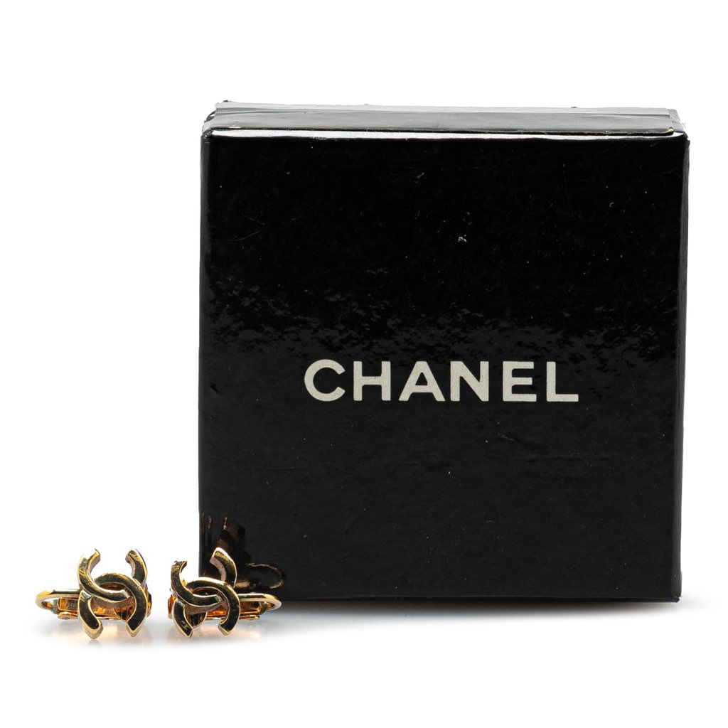 Chanel Gold Plated CC Clip On Earrings - 5