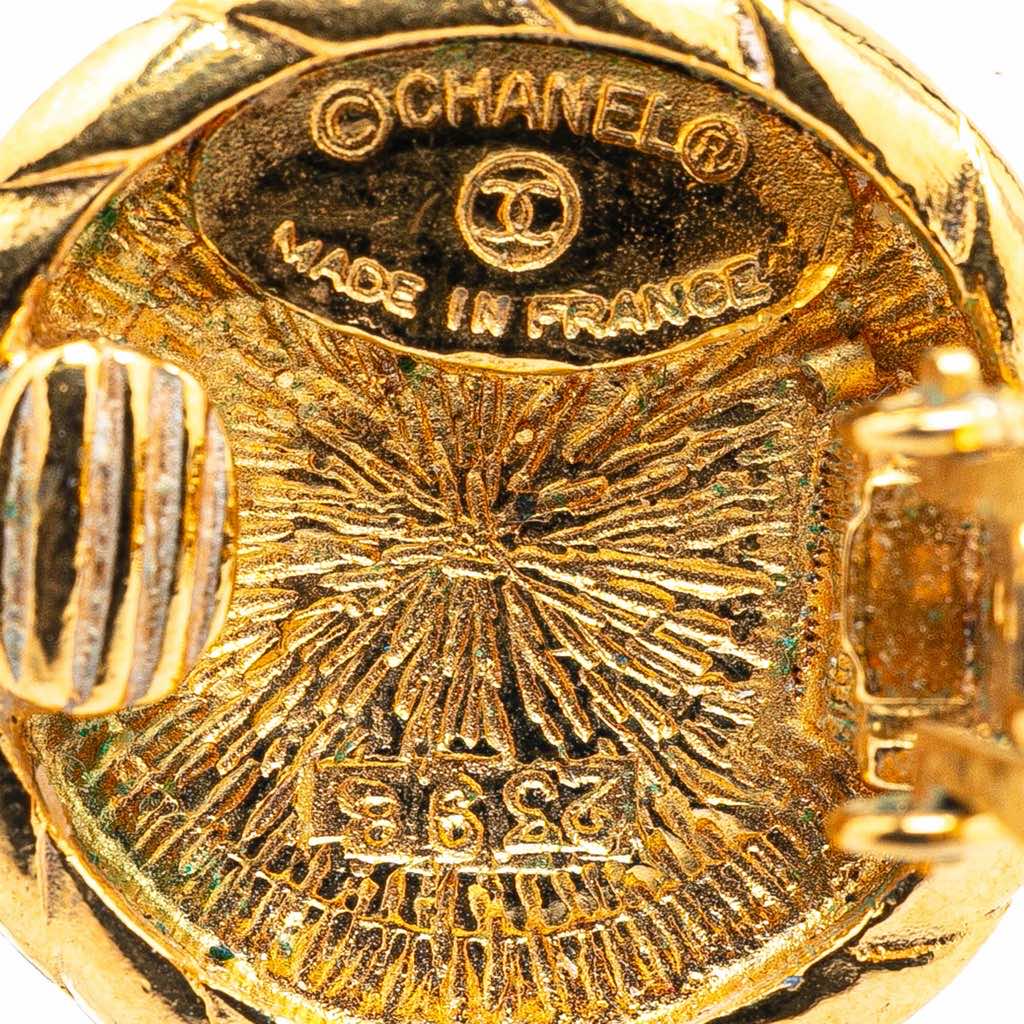 Chanel Gold Plated CC Round Clip On Earrings - 3