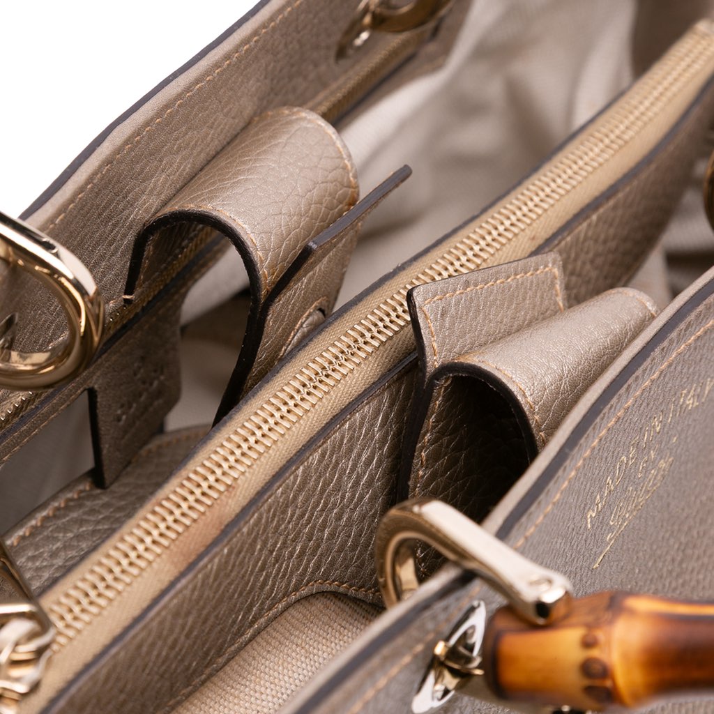 Gucci Medium Calfskin Bamboo Shopper Satchel - Image 16