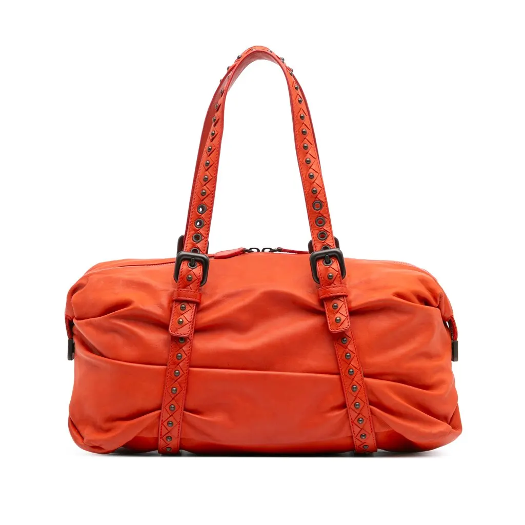 Bottega Veneta Soft Leather Duffle Bag Orange Leather Good - Front View