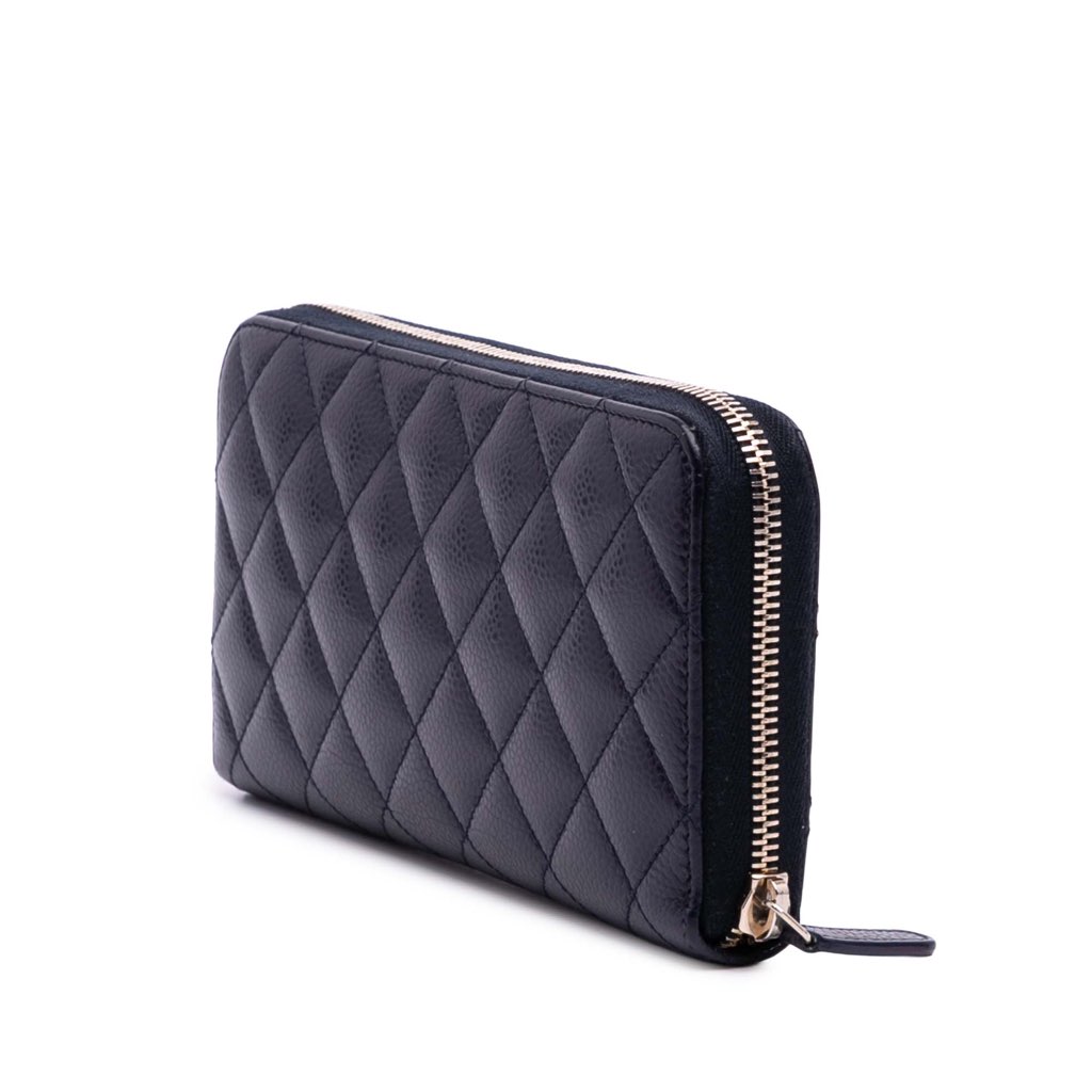 Chanel CC Quilted Caviar Zip Around Long Wallet - 2