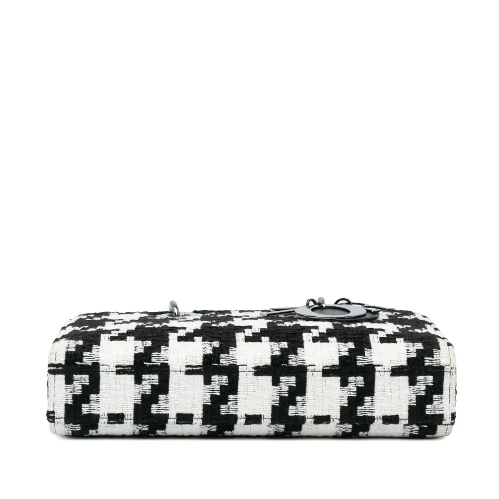 Dior Medium Canvas Macro Houndstooth Lady D Joy Black Canvas Good - Inside View