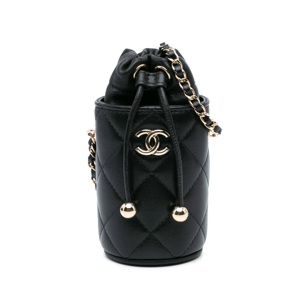 Chanel Micro Quilted Lambskin Drawstring Bucket Bag