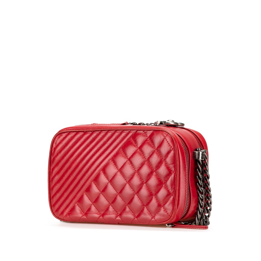 Chanel Small Quilted Glazed Calfskin Coco Boy Camera Bag - Back view