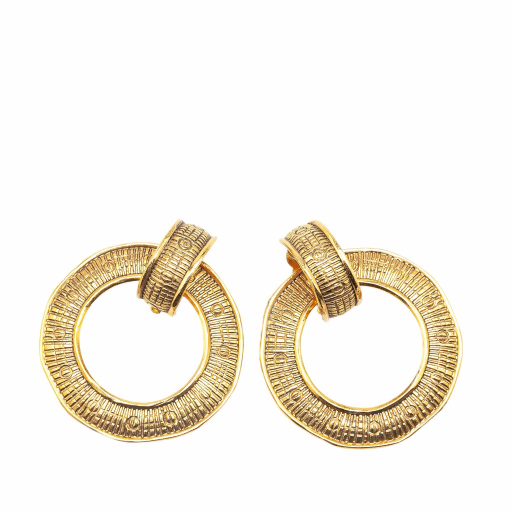 Chanel Gold Plated Round Clip on Earrings
