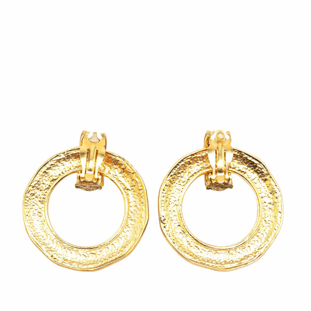 Chanel Gold Plated Round Clip on Earrings - 2