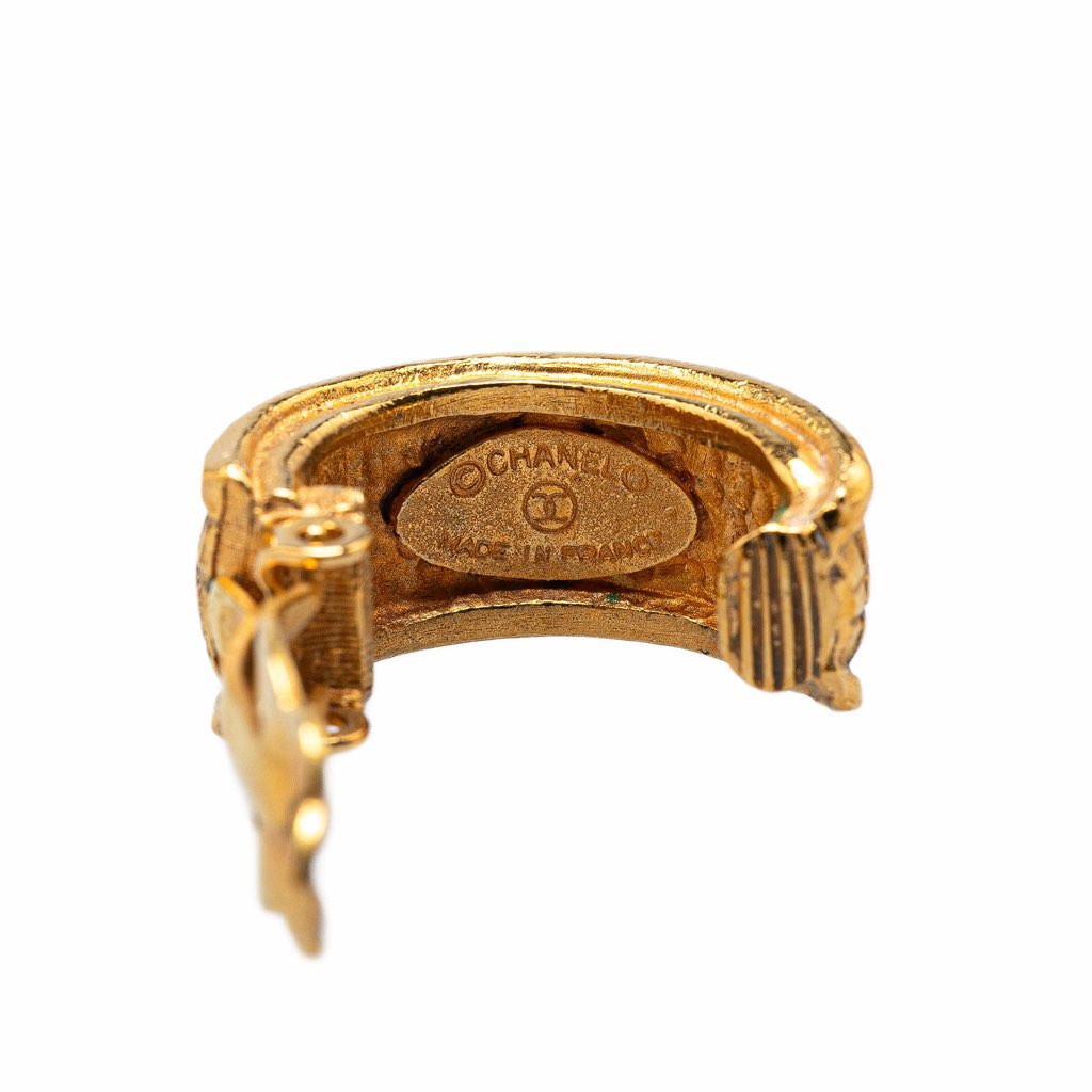 Chanel Gold Plated Round Clip on Earrings - 3