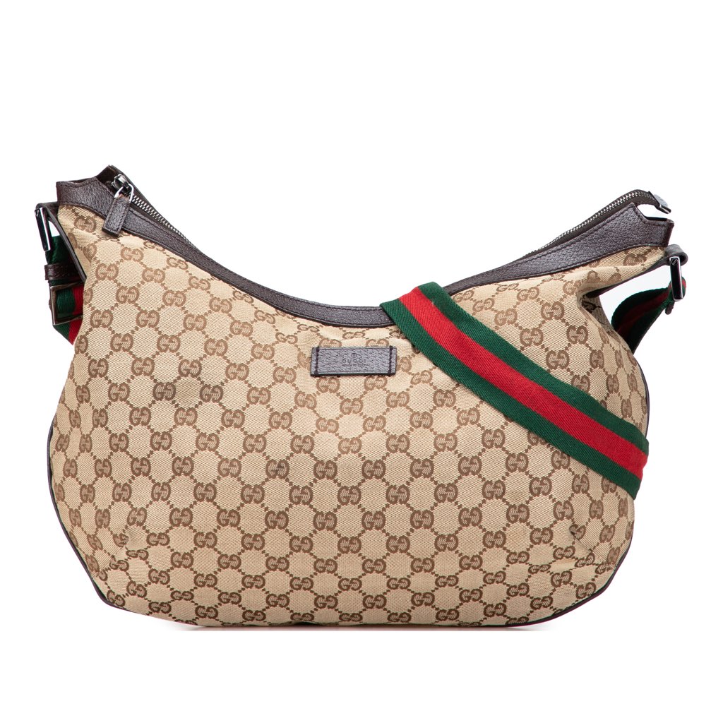 Gucci Medium GG Canvas Web Half Moon Crossbody
