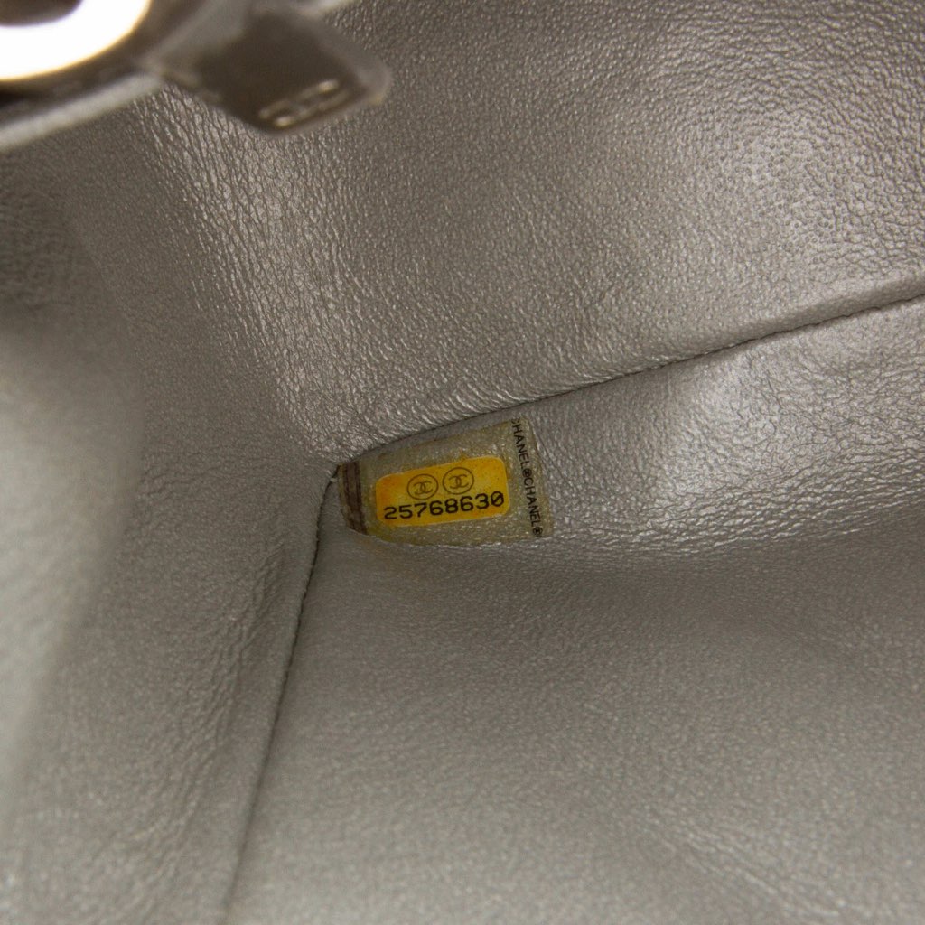 Chanel Mini Square Classic Chevron Metallic Crumpled Patent Single Flap - Side view