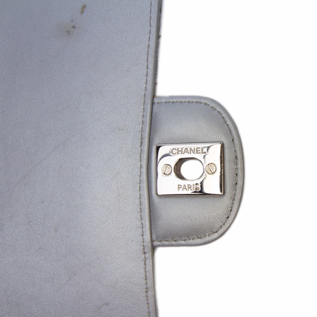 Chanel Mini Square Classic Chevron Metallic Crumpled Patent Single Flap - Detail 2