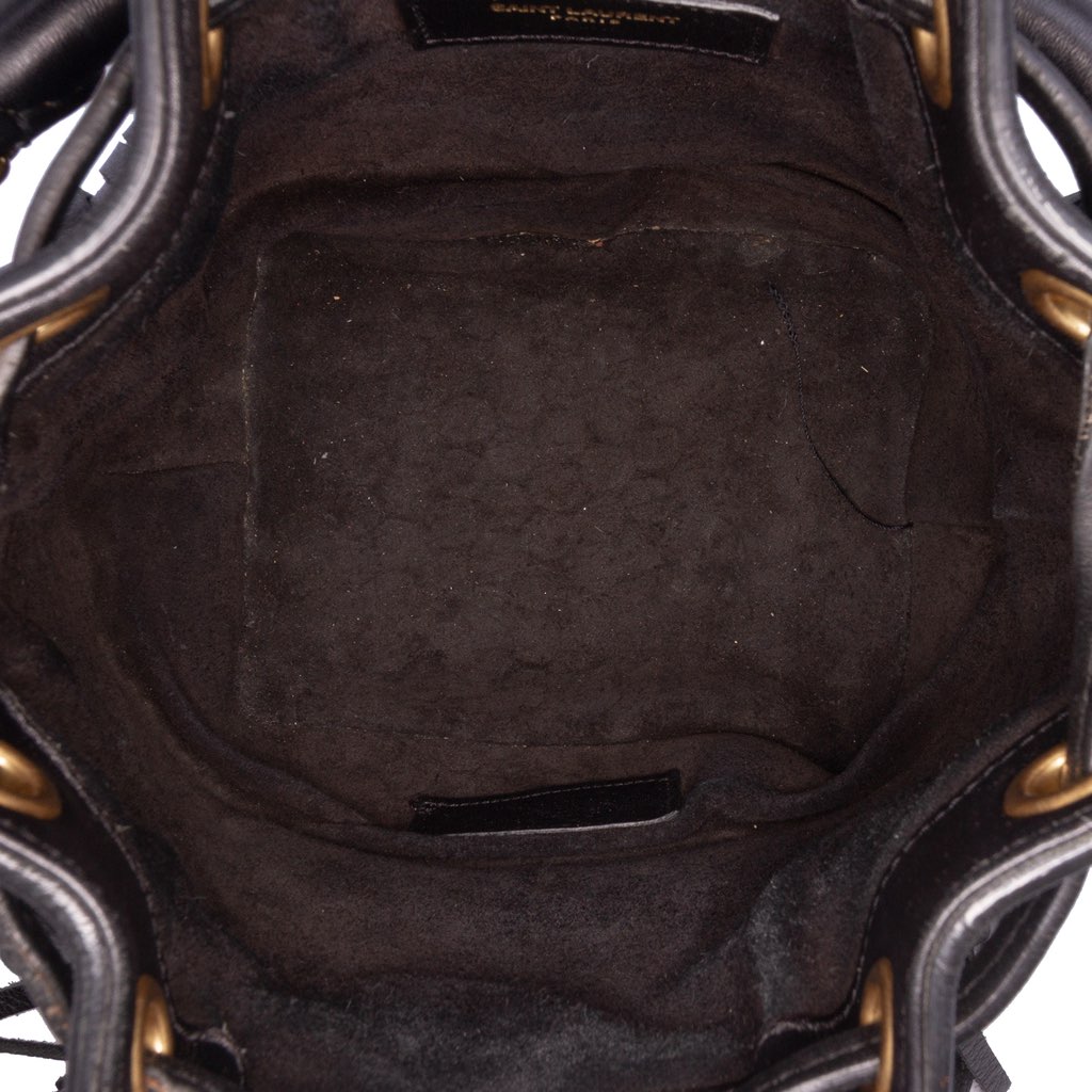 Saint Laurent Small Calfskin Emmanuelle Fringe Bucket Bag - 4