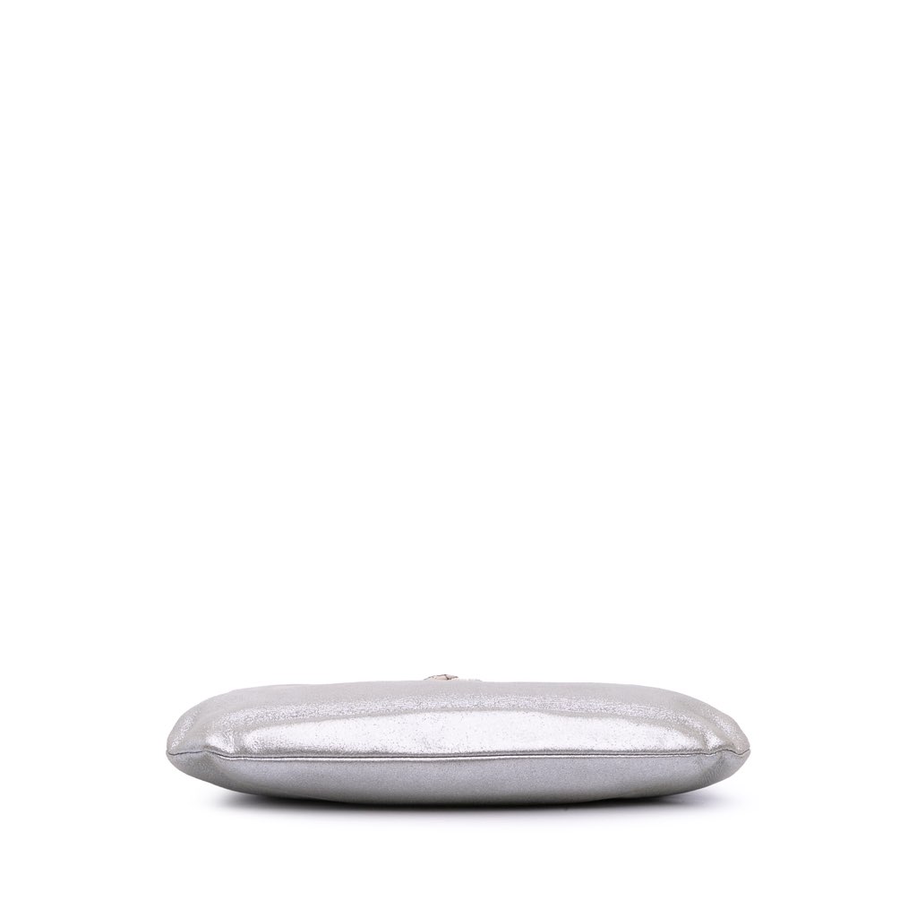 Chanel Metallic Satin Crystal Camellia Evening Frame Clutch - 3