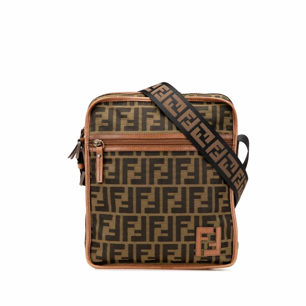 Fendi Zucca Canvas Crossbody Brown Canvas Good - Front View
