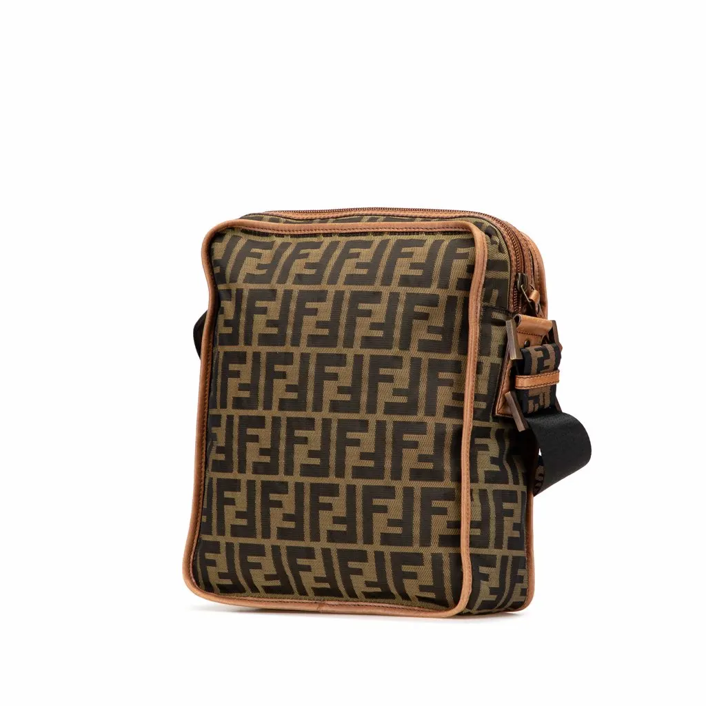 Fendi Zucca Canvas Crossbody Brown Canvas Good - Back View