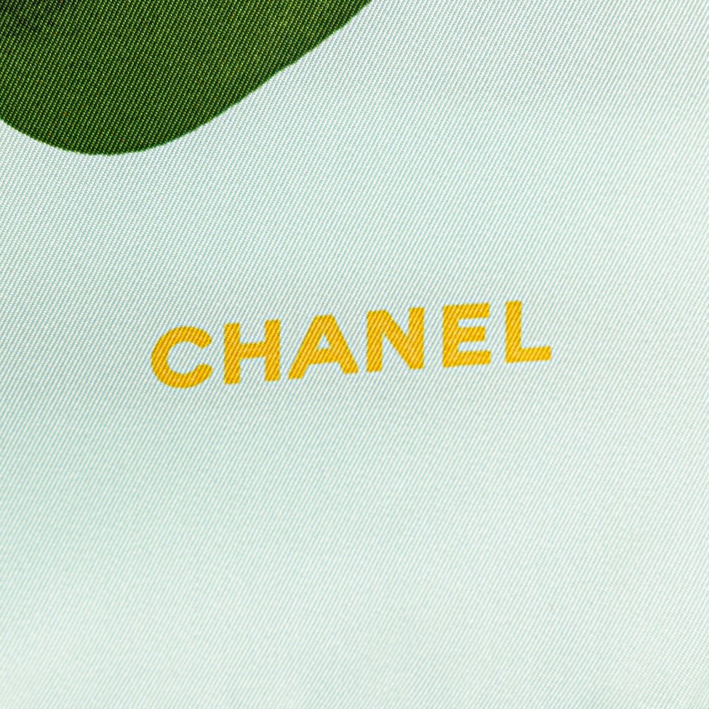 Chanel Camellia Gold Chain Silk Scarf - 2