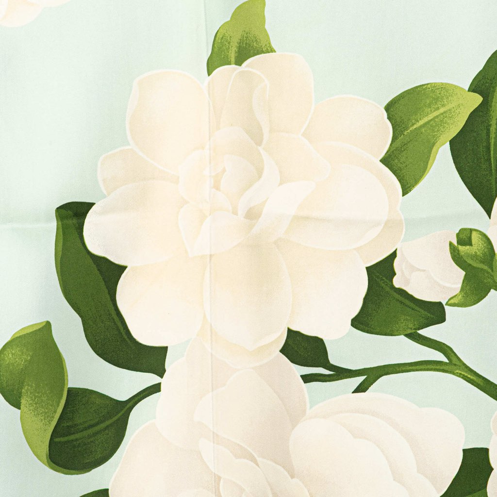 Chanel Camellia Gold Chain Silk Scarf - 4