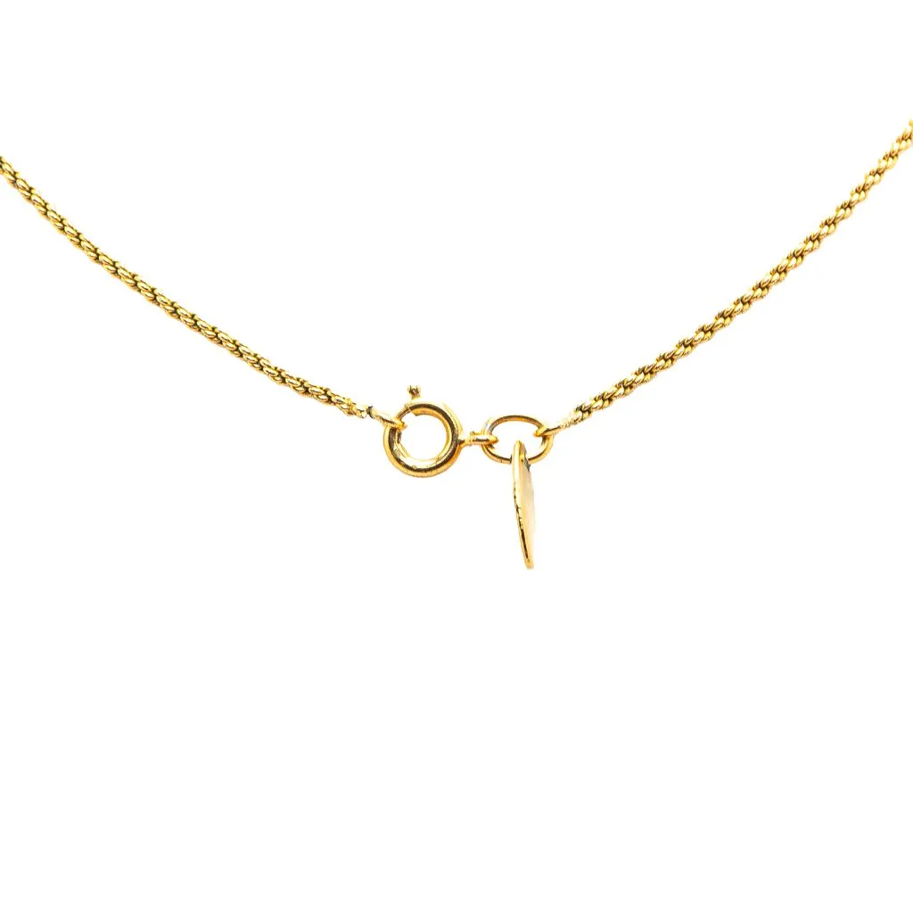 Chanel Gold Plated Rhinestone Pendant Necklace Gold Metal Very good - Inside View
