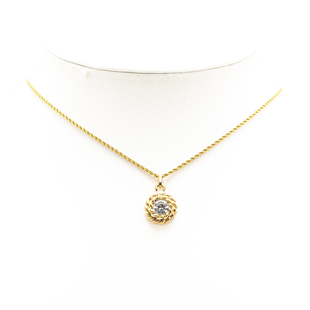 Chanel Gold Plated Rhinestone Pendant Necklace - 4