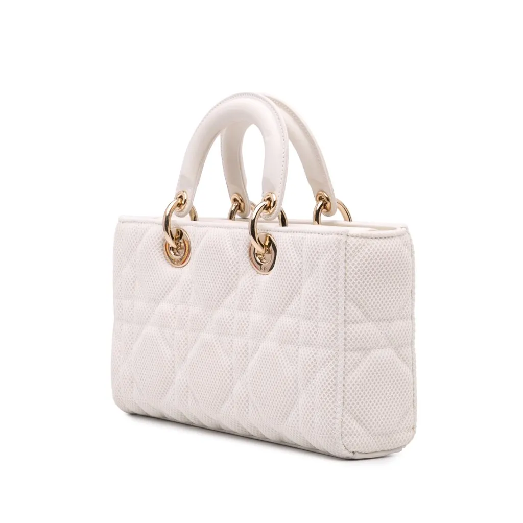 Dior Medium Technical Fabric Macrocannage Lady D Joy White Good - Back View