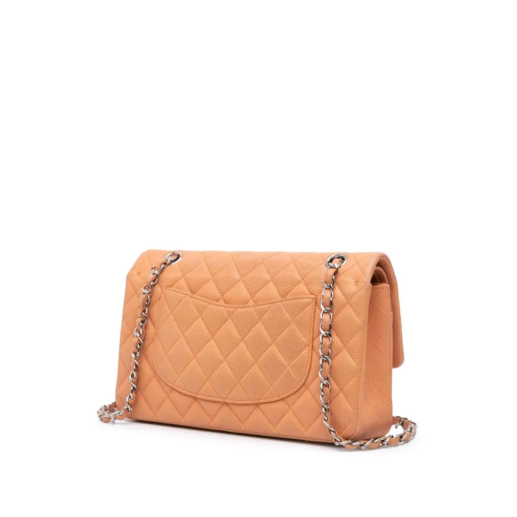 Chanel Medium Classic Caviar Double Flap Orange Leather Very good - Back View