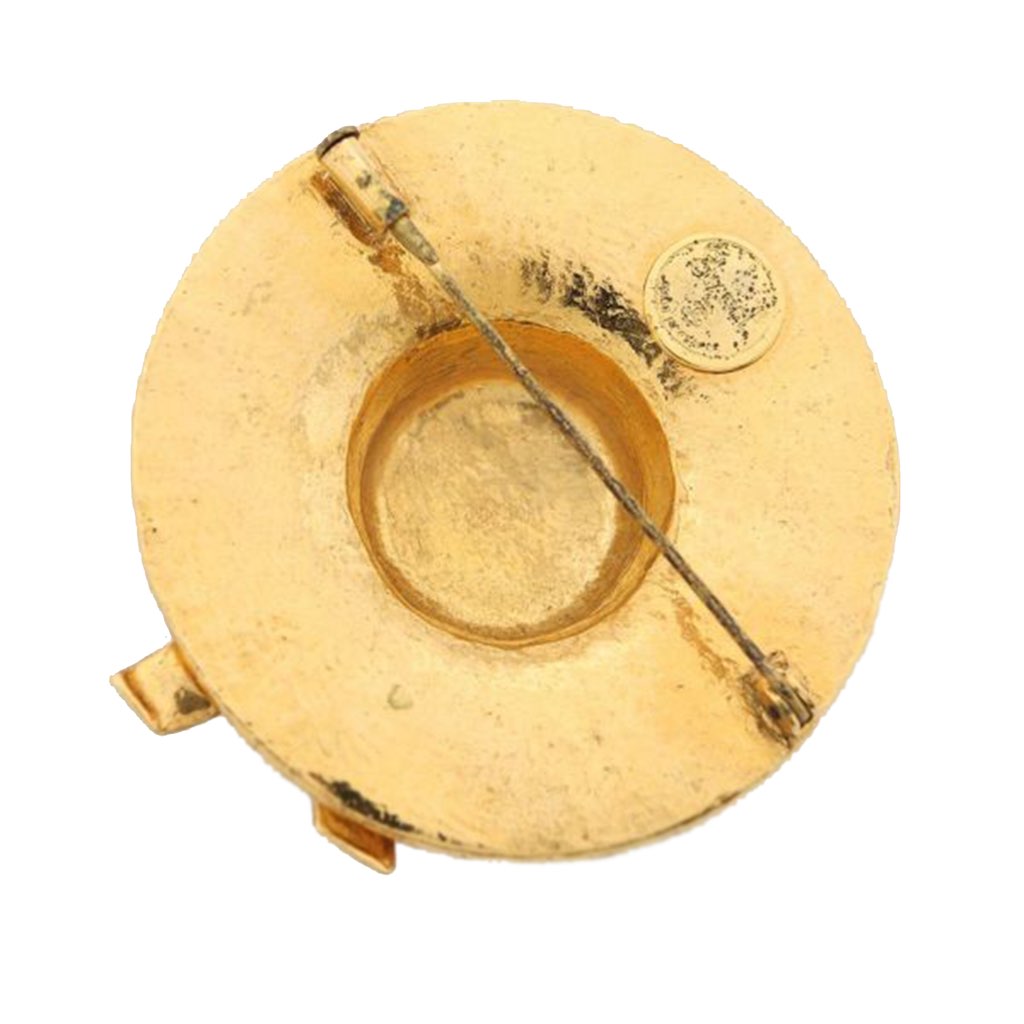 Chanel Gold Plated Straw Hat Brooch - 3