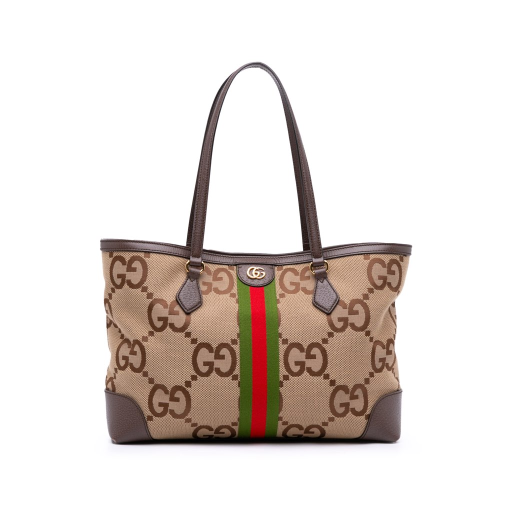 Gucci Medium Jumbo GG Canvas Web Ophidia Tote