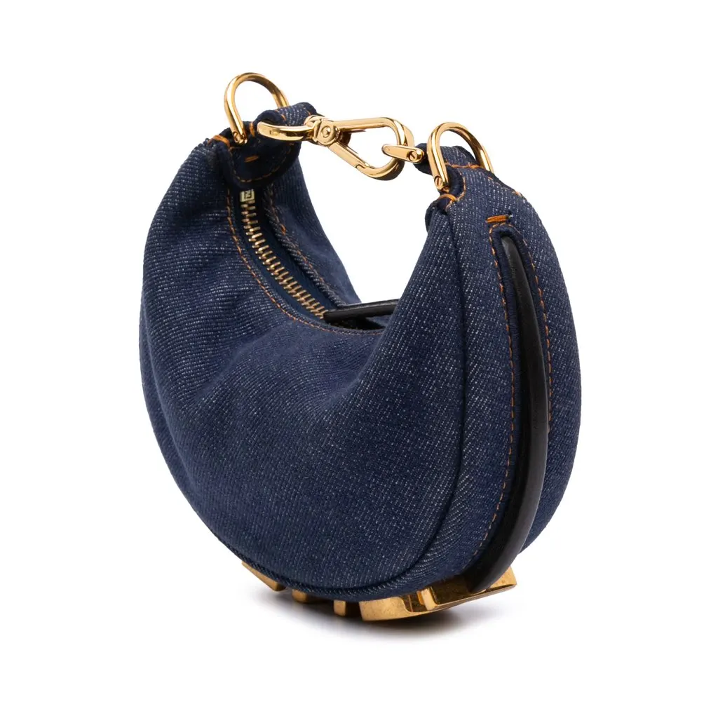 Fendi Nano Denim Fendigraphy Hobo Blue Denim Good - Back View