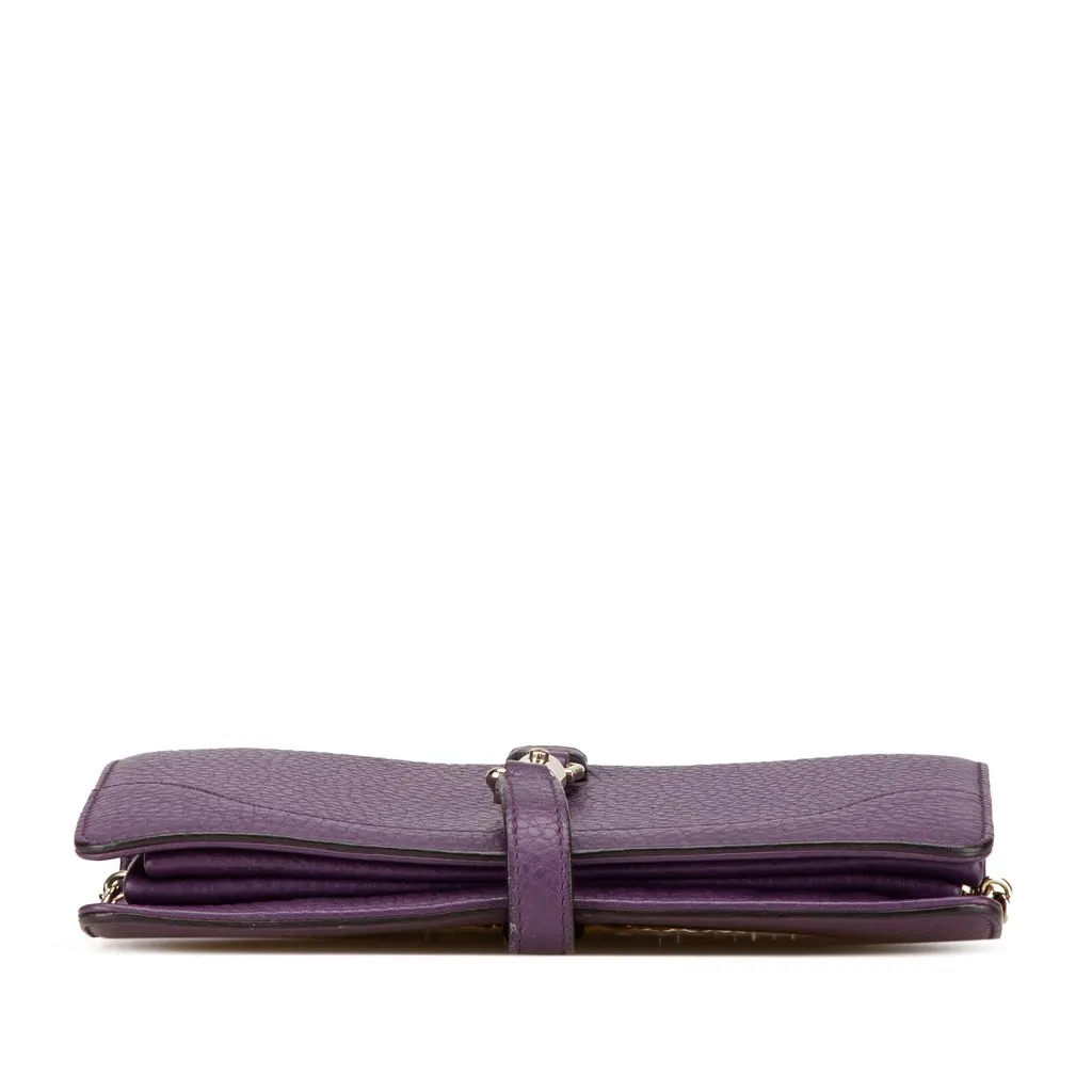 Gucci Pebbled Calfskin Piston Broadway Evening Bag Purple Leather Very good - Inside View
