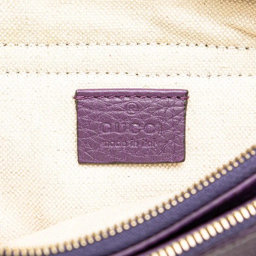 Gucci Pebbled Calfskin Piston Broadway Evening Bag Purple Leather Very good - Box View