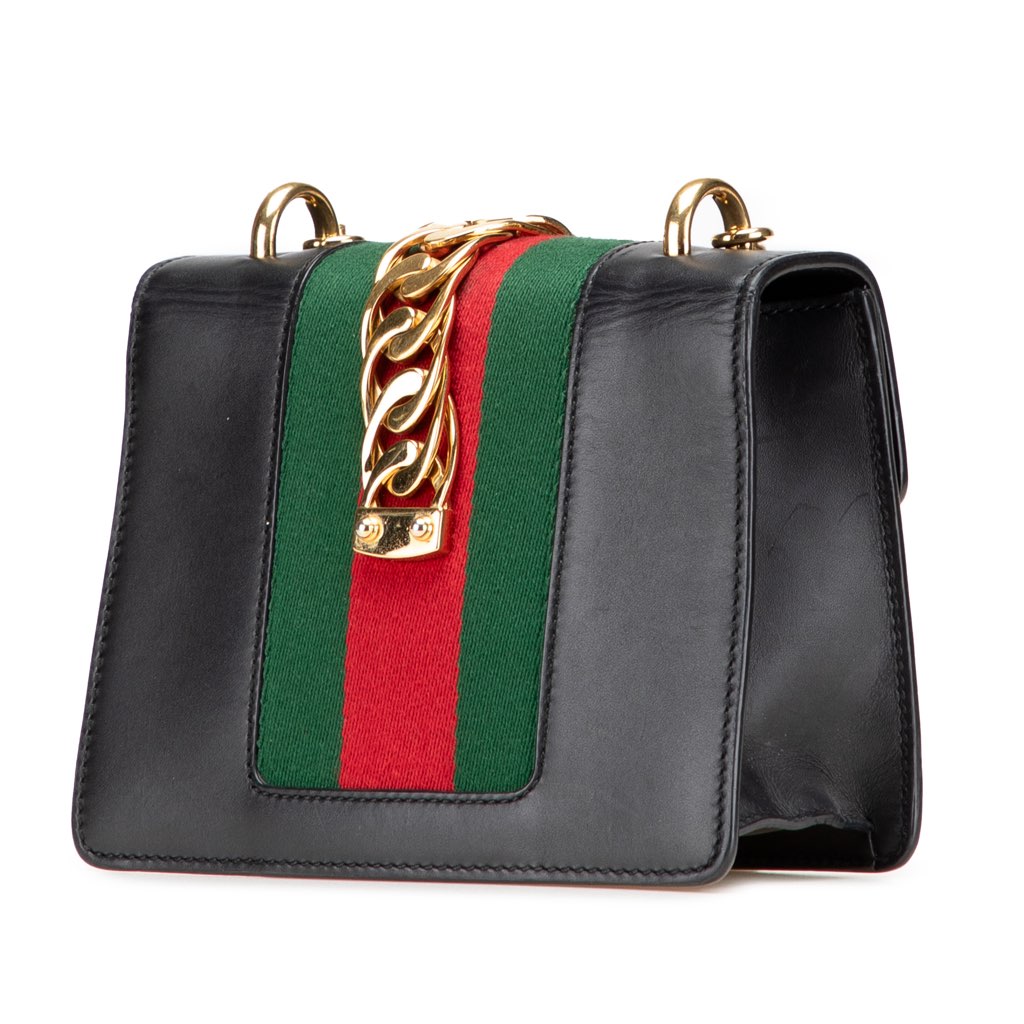 Gucci Mini Leather Web Sylvie Chain Crossbody - Back view