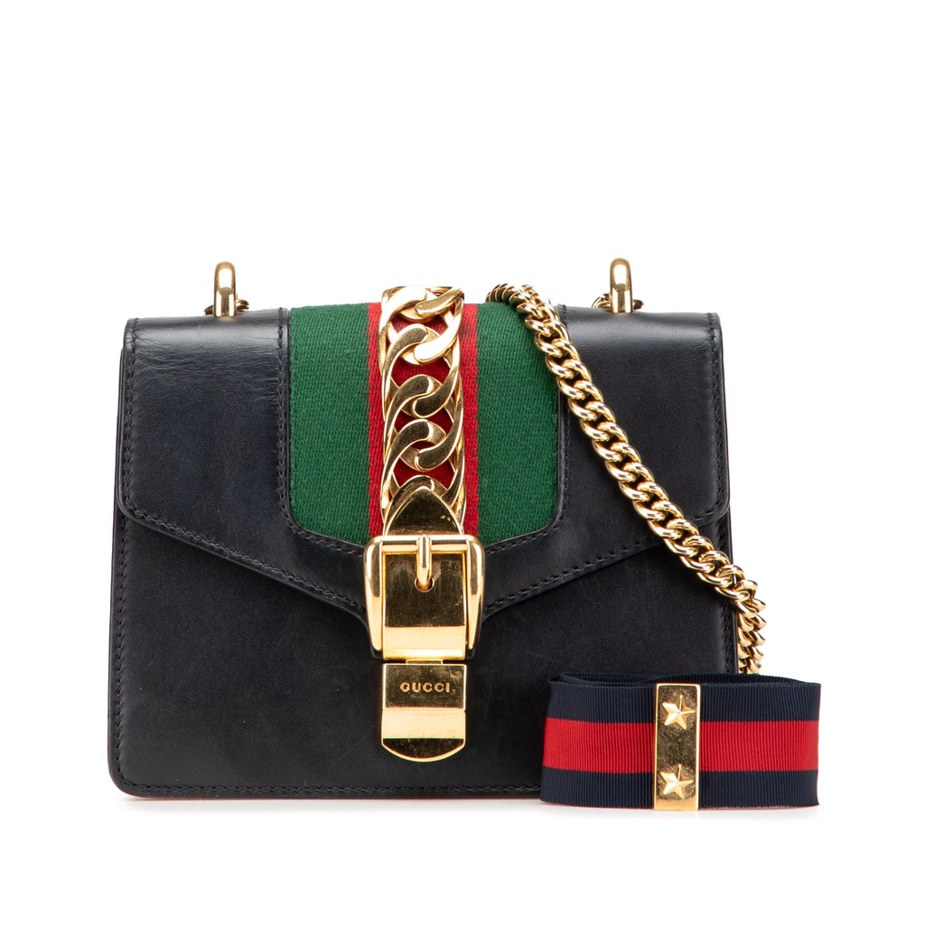 Gucci Mini Leather Web Sylvie Chain Crossbody - Image 15