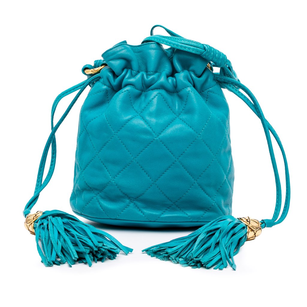 Chanel Quilted Lambskin Drawstring Tassel Bucket Bag