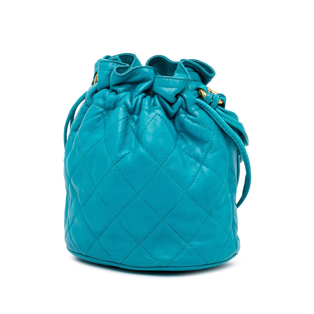 Chanel Quilted Lambskin Drawstring Tassel Bucket Bag - Back view