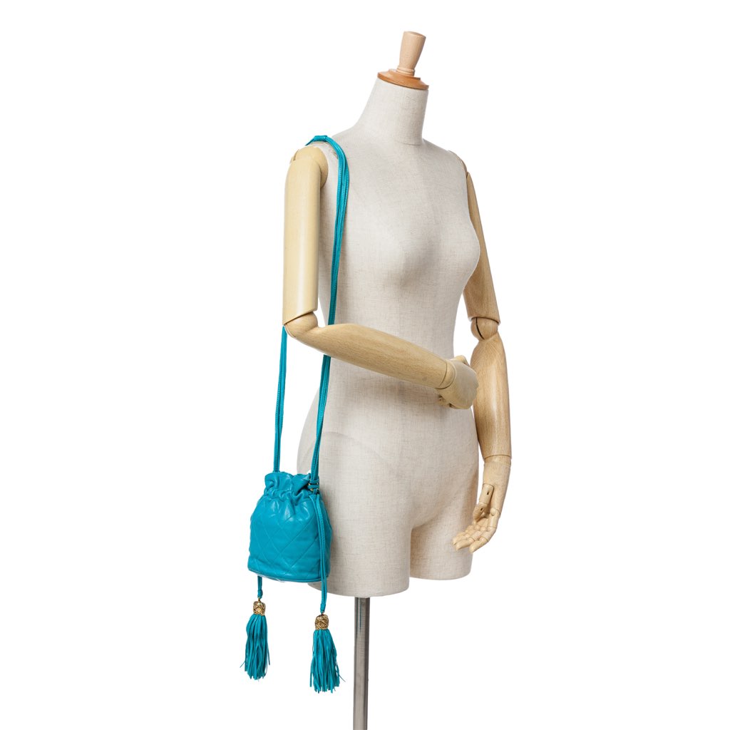 Chanel Quilted Lambskin Drawstring Tassel Bucket Bag - Image 12