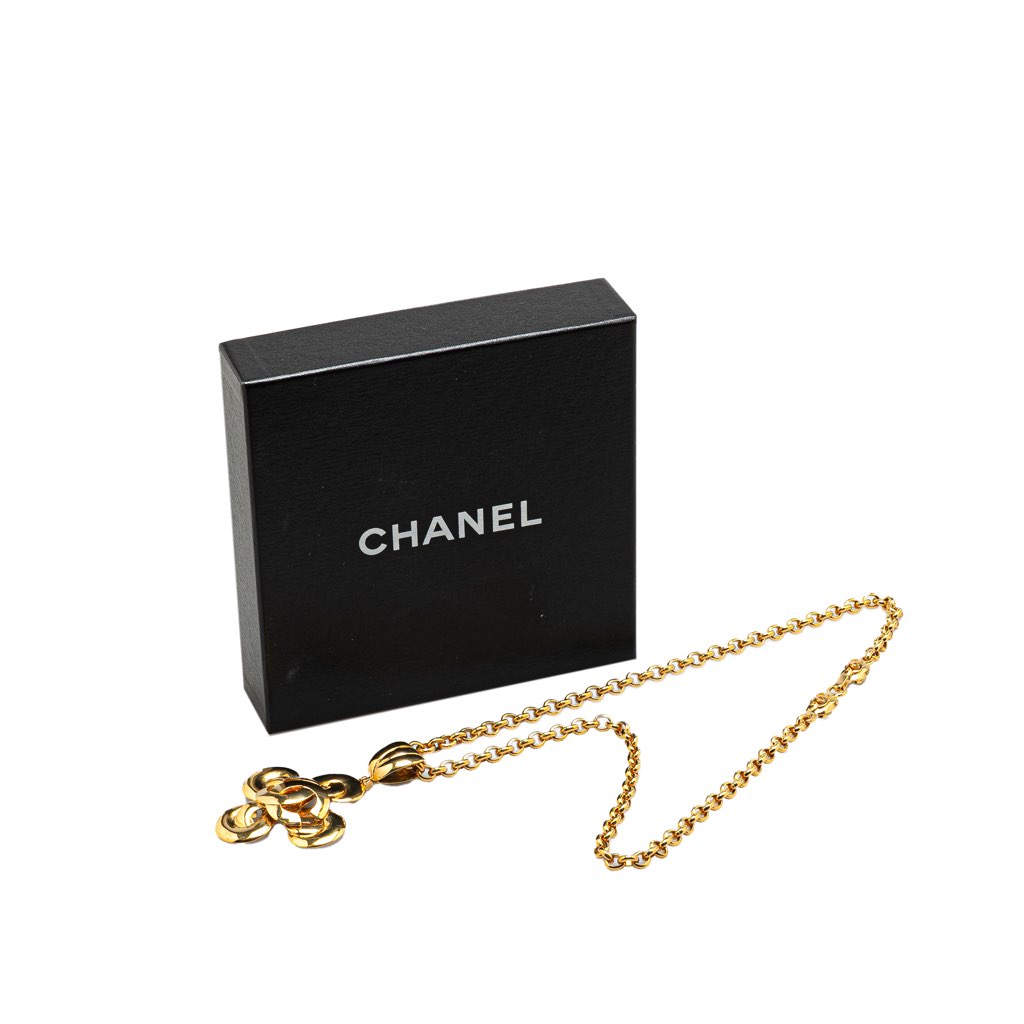 Chanel Gold Plated CC Clover Pendant Necklace - 5
