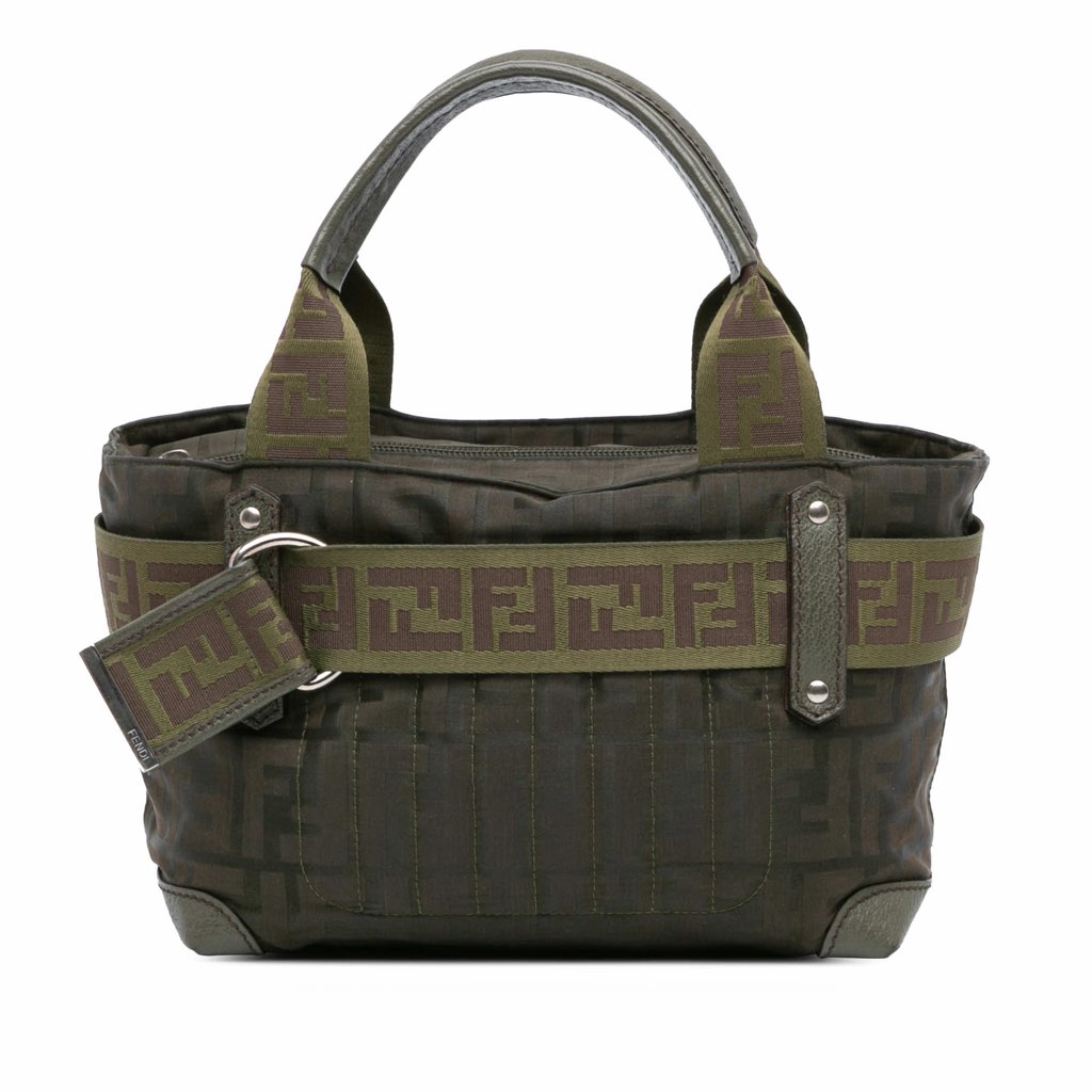 Fendi Zucca Nylon Zip Code Handbag