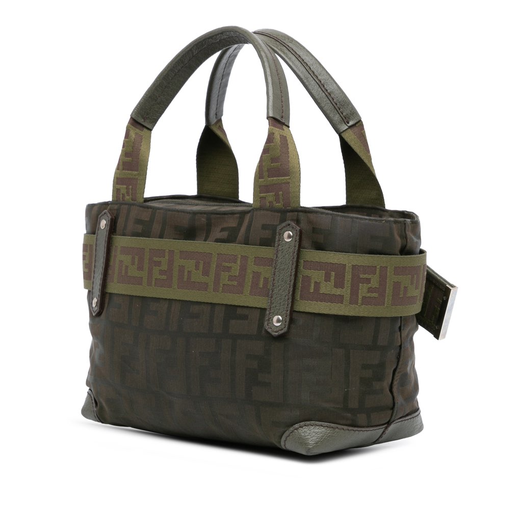 Fendi Zucca Nylon Zip Code Handbag - Back view