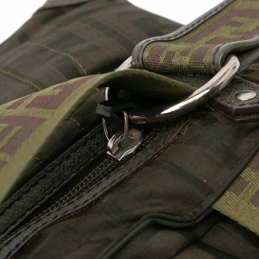 Fendi Zucca Nylon Zip Code Handbag - Image 10