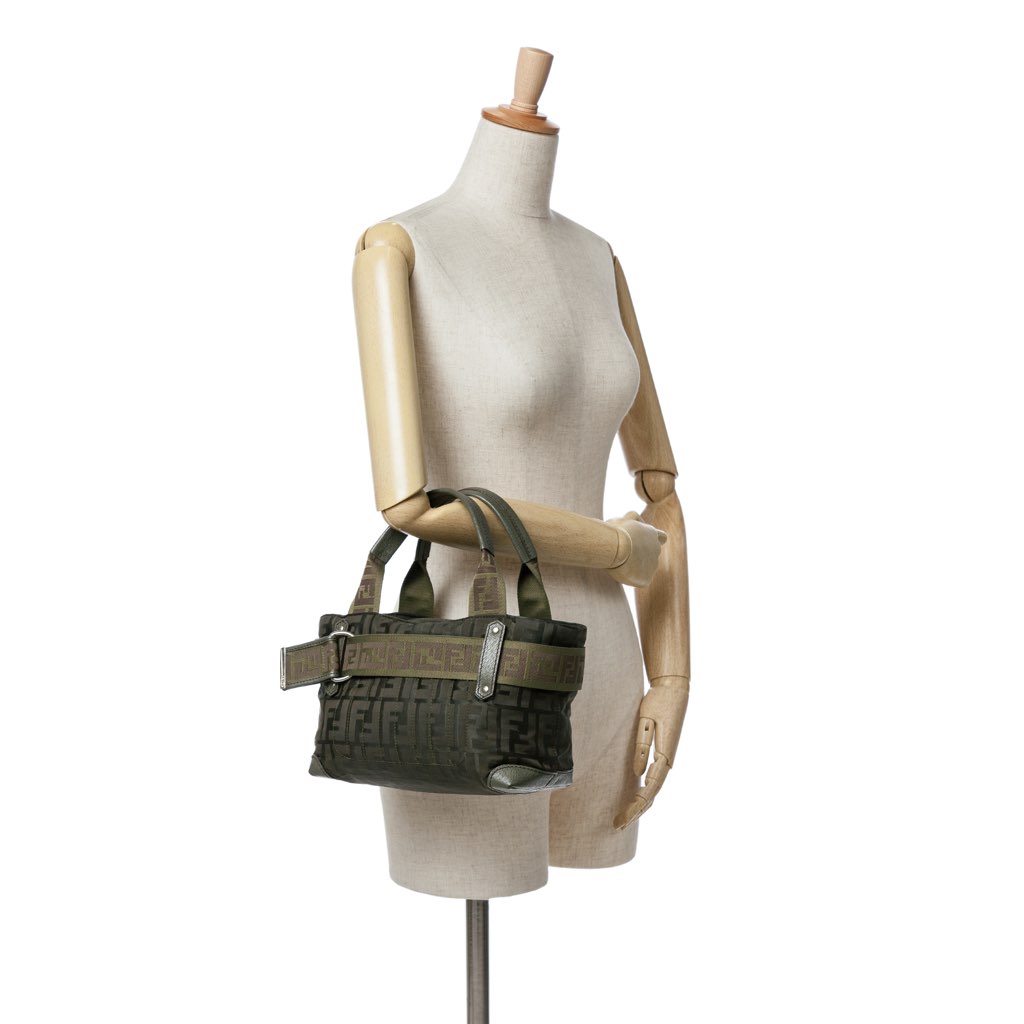 Fendi Zucca Nylon Zip Code Handbag - Image 12