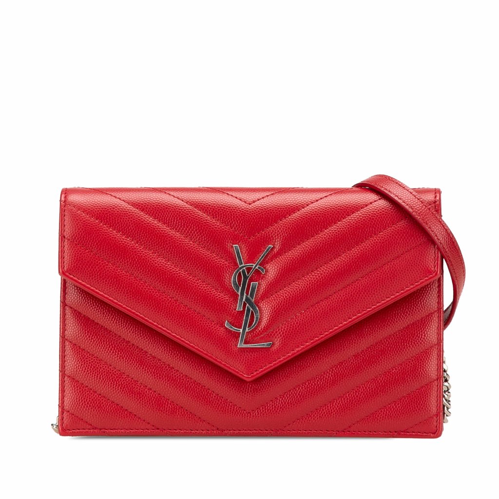 Saint Laurent Grain De Poudre Cassandre Chain Wallet