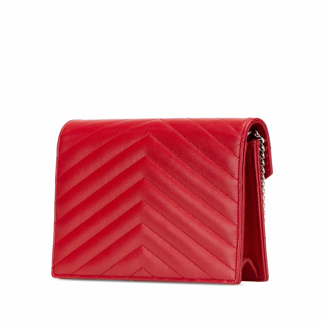 Saint Laurent Grain De Poudre Cassandre Chain Wallet - Back view