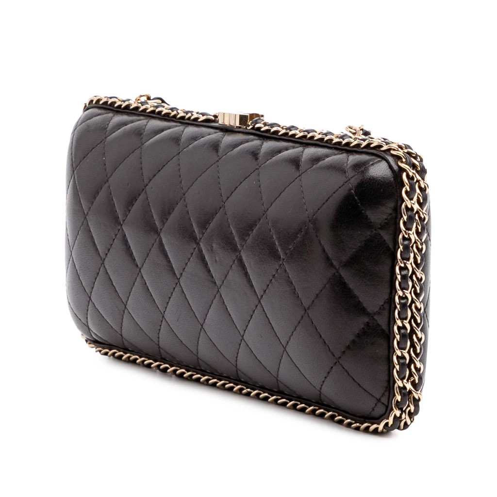 Chanel Quilted Lambskin Chain Around Clutch - Back view