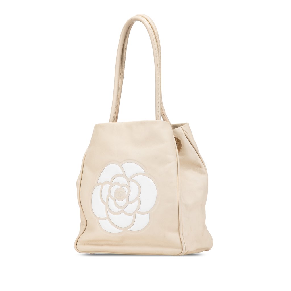 Chanel Camellia Lambskin Logo Tote - 2
