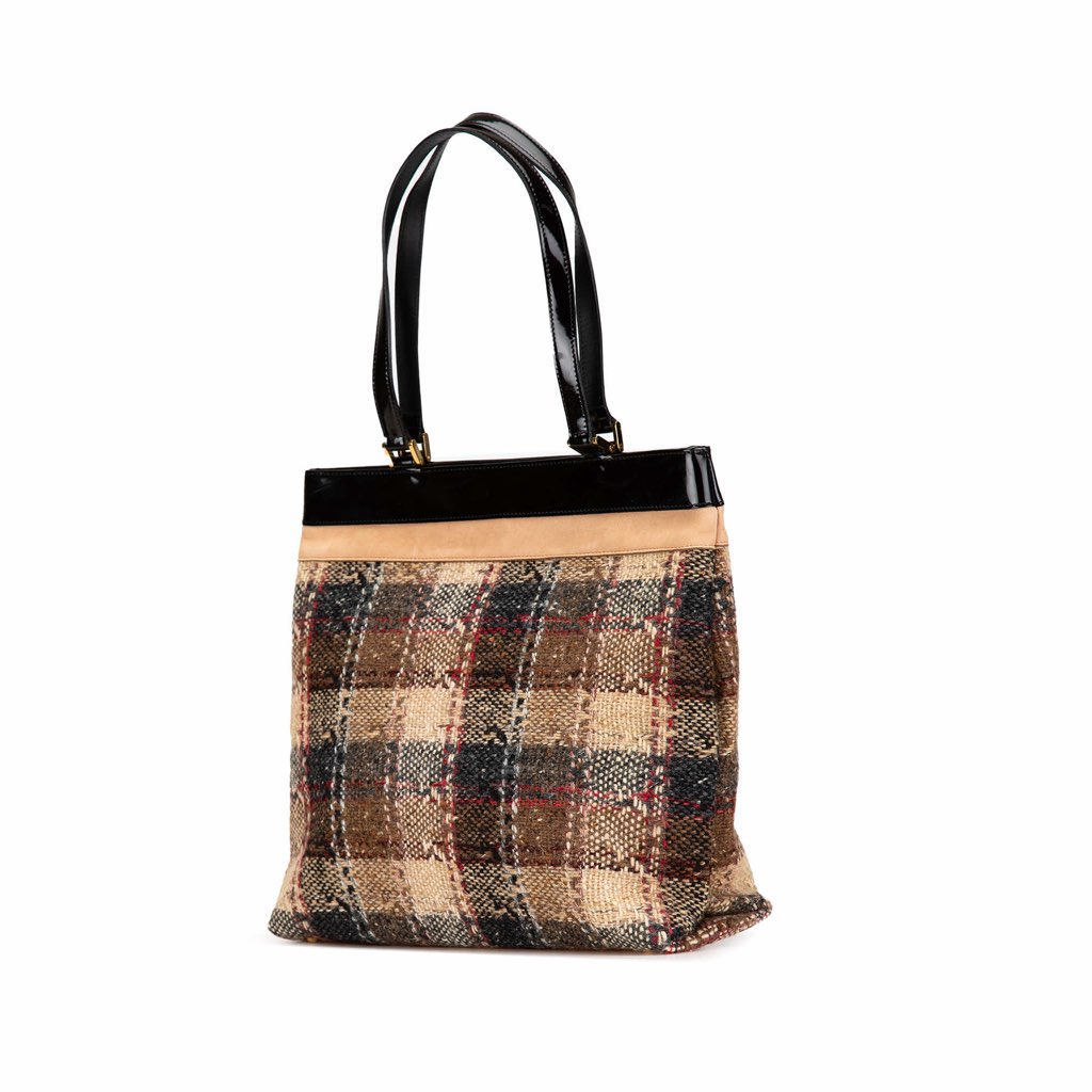 Burberry Plaid Tweed Tote - 2