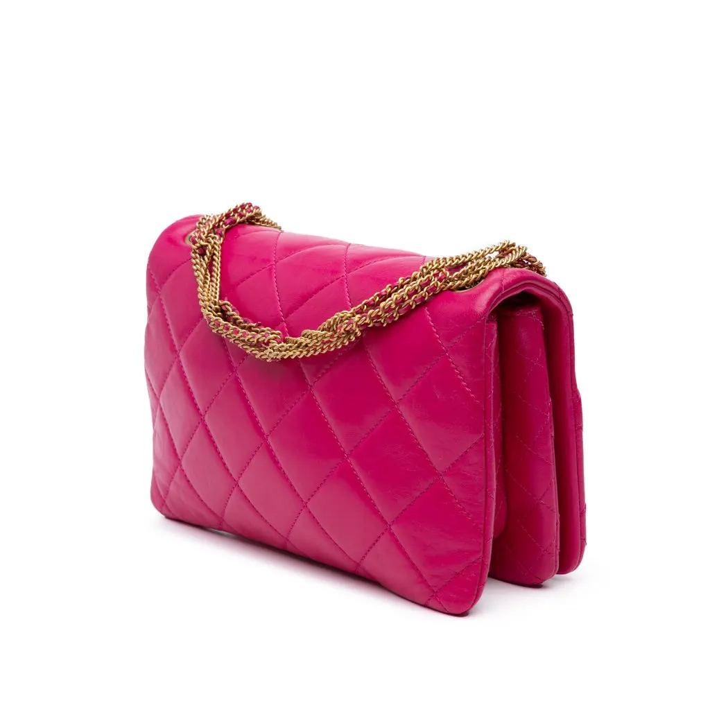 Chanel Small Quilted Lambskin On And On Chain Flap Pink Leather Very good - Back View