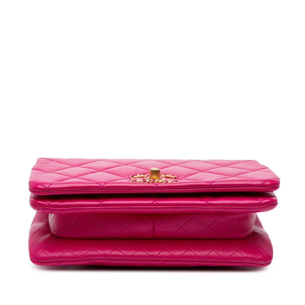 Chanel Small Quilted Lambskin On And On Chain Flap Pink Leather Very good - Inside View